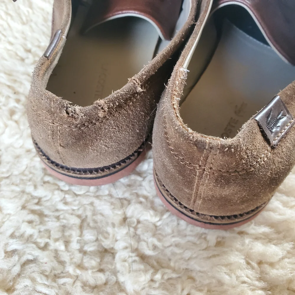 Lacoste sz9 brown‎ leather & suede lace up shoes